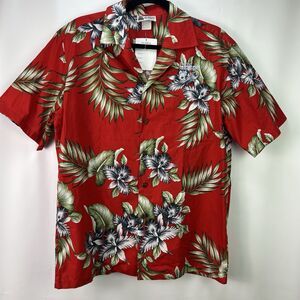Vintage Men’s Aloha Republic Hawaiian Floral Shirt Size Medium - Embroidered